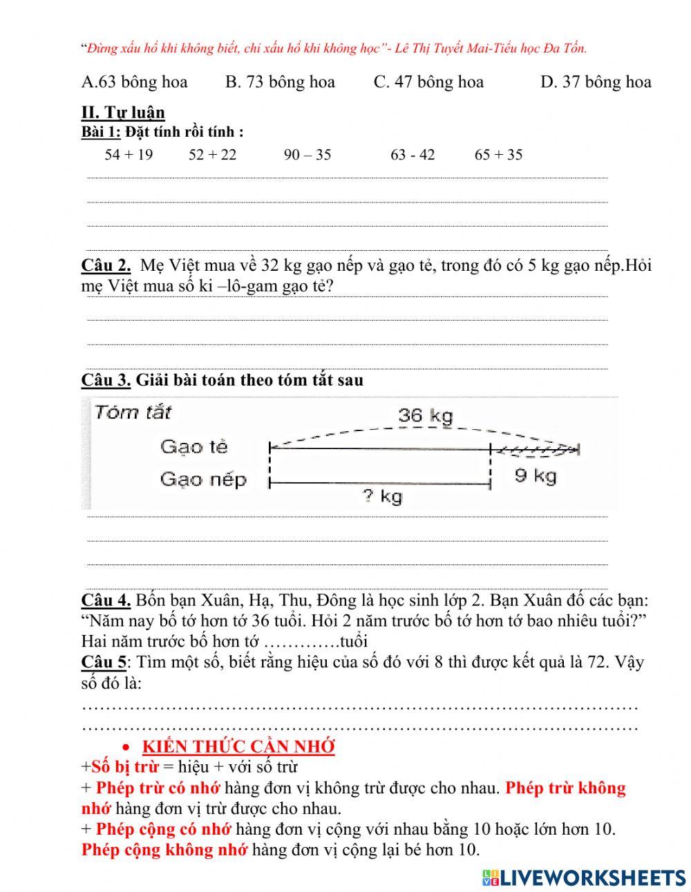 Tuần 12 -ôn toán