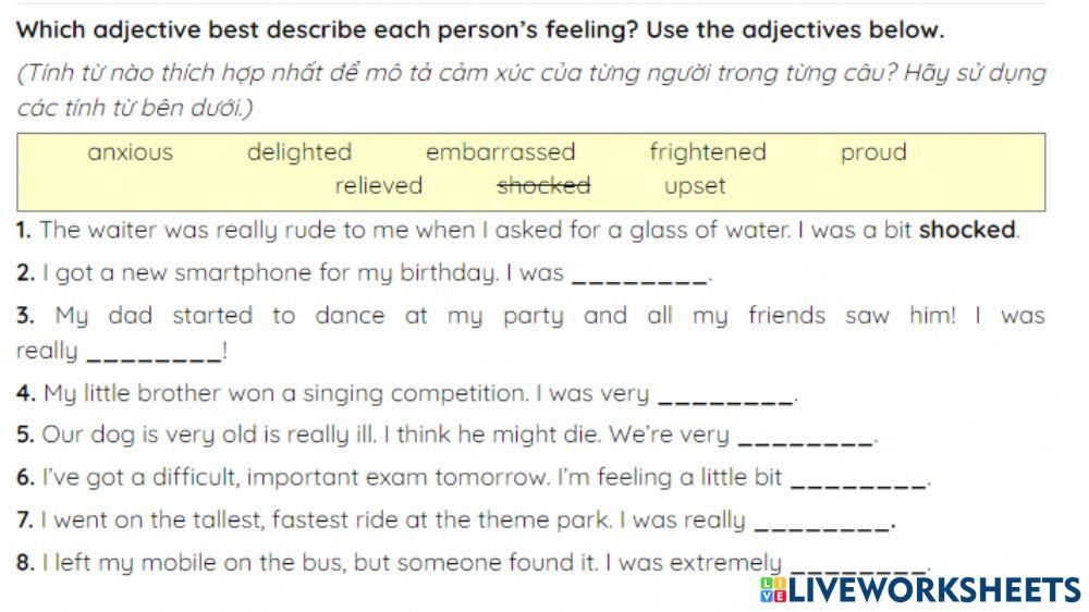 Feelings - Adjective