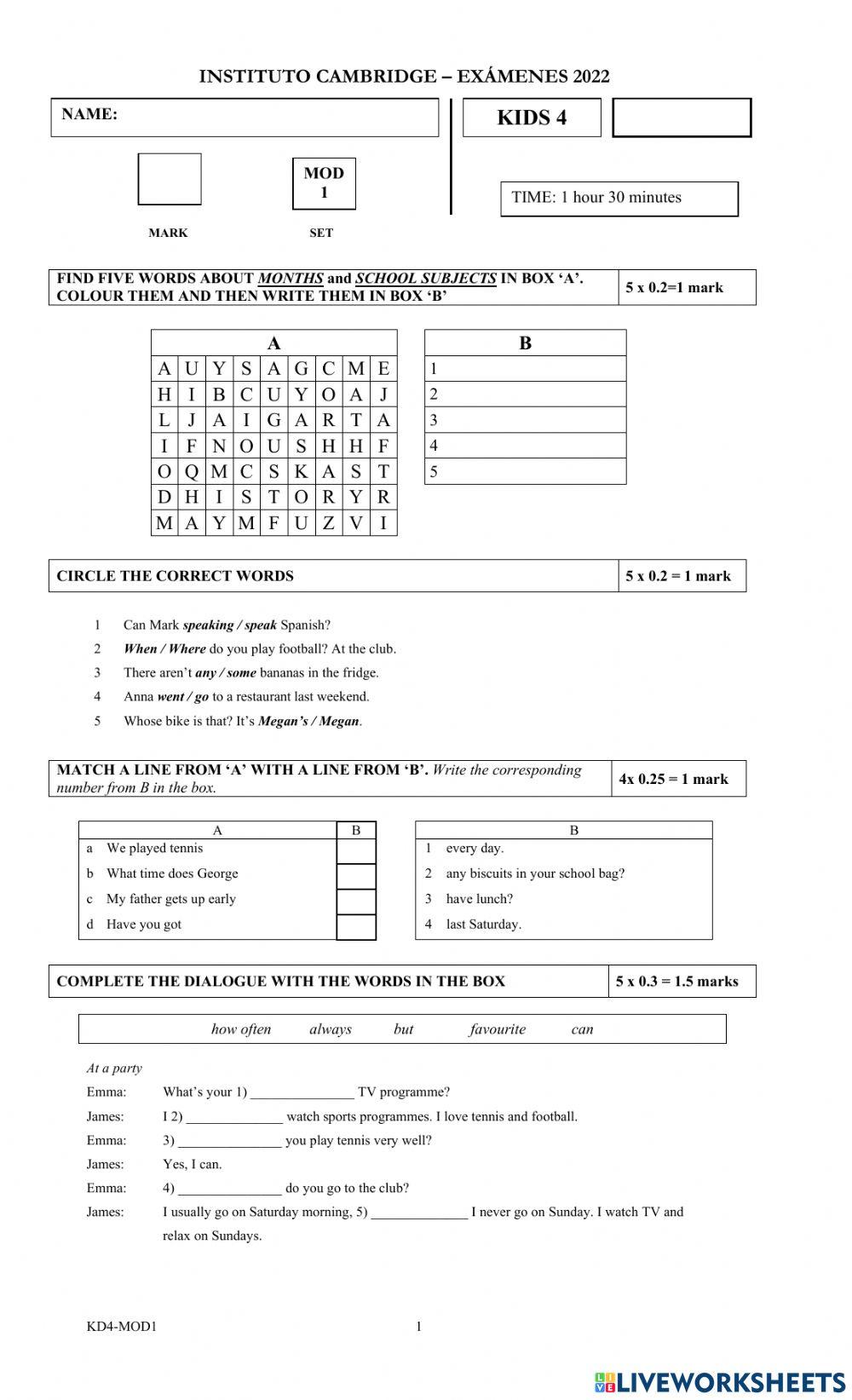 Kids 4 final year exam