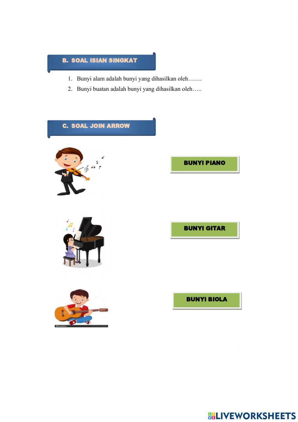 LKPD Kelas 1 Tema 2 Subtema1 SBDP Bunyi Alamdan Bunyi Buatan