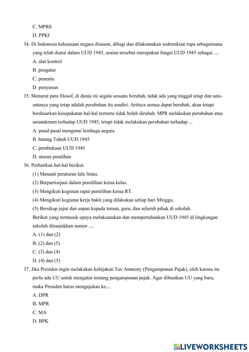 Penilaian Akhir Semester PPKN Kelas 8