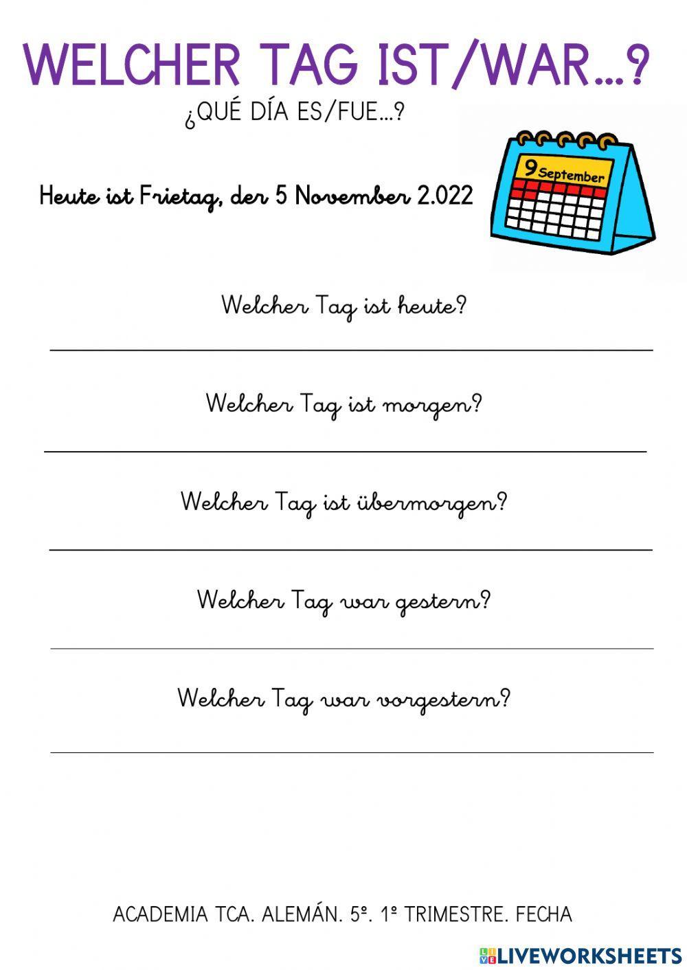 2225507  Welcher Tag ist-war  THANIA CAZORLA