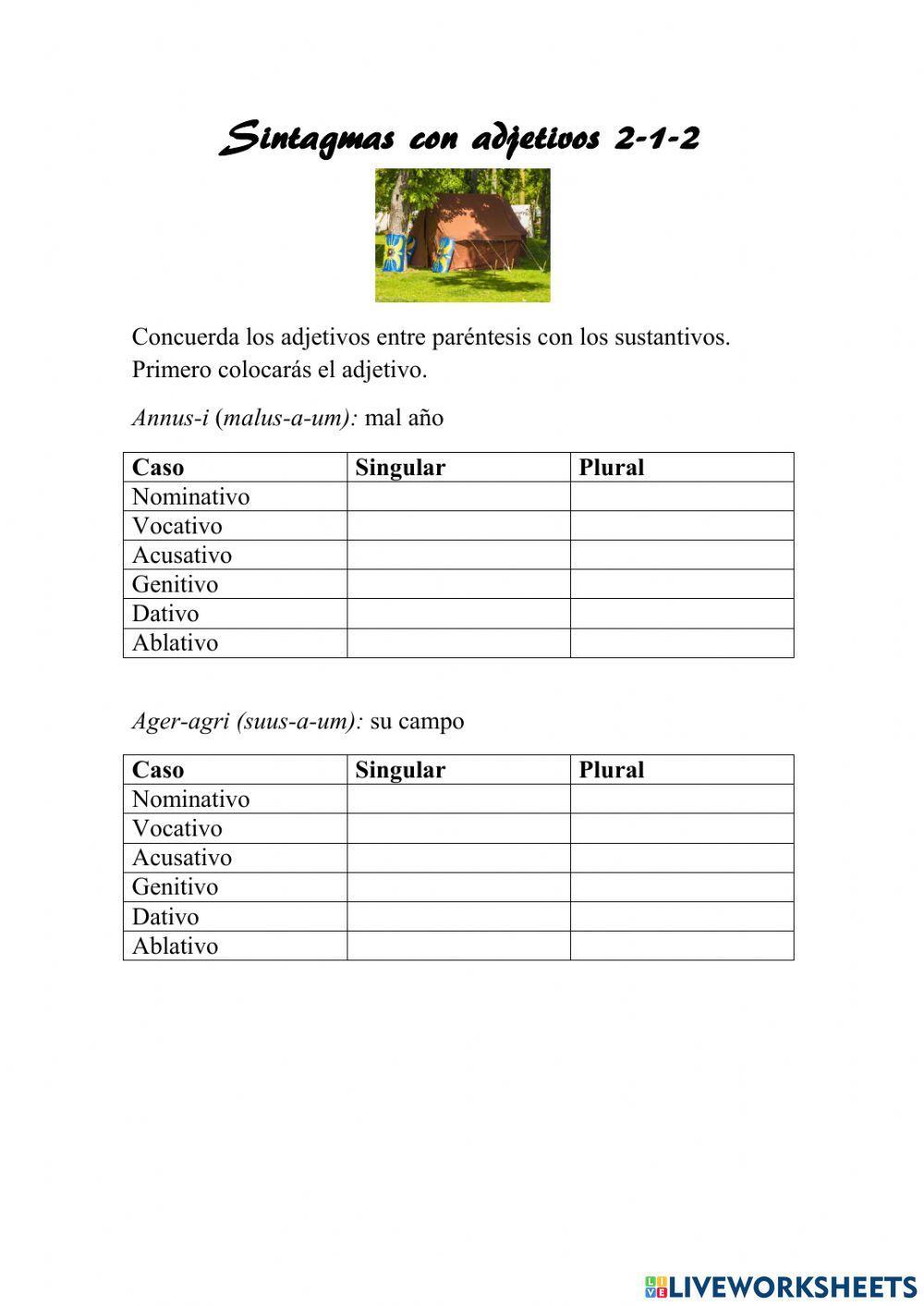 Declinación de sintagmas