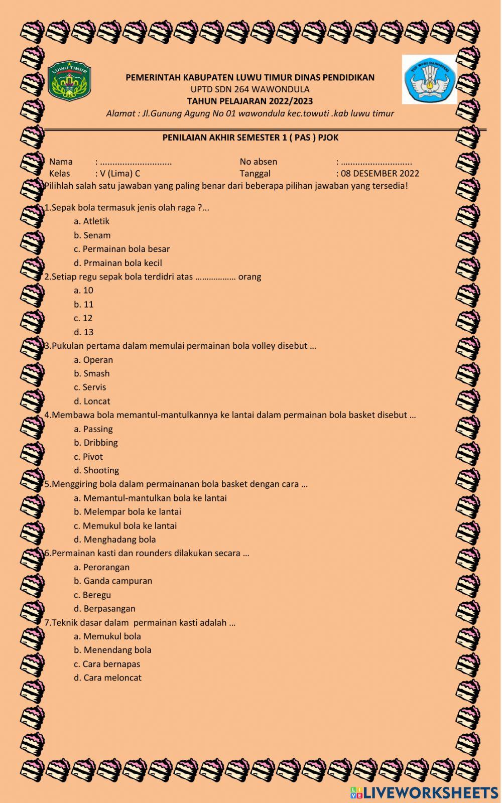 Penilaian akhir semester 1