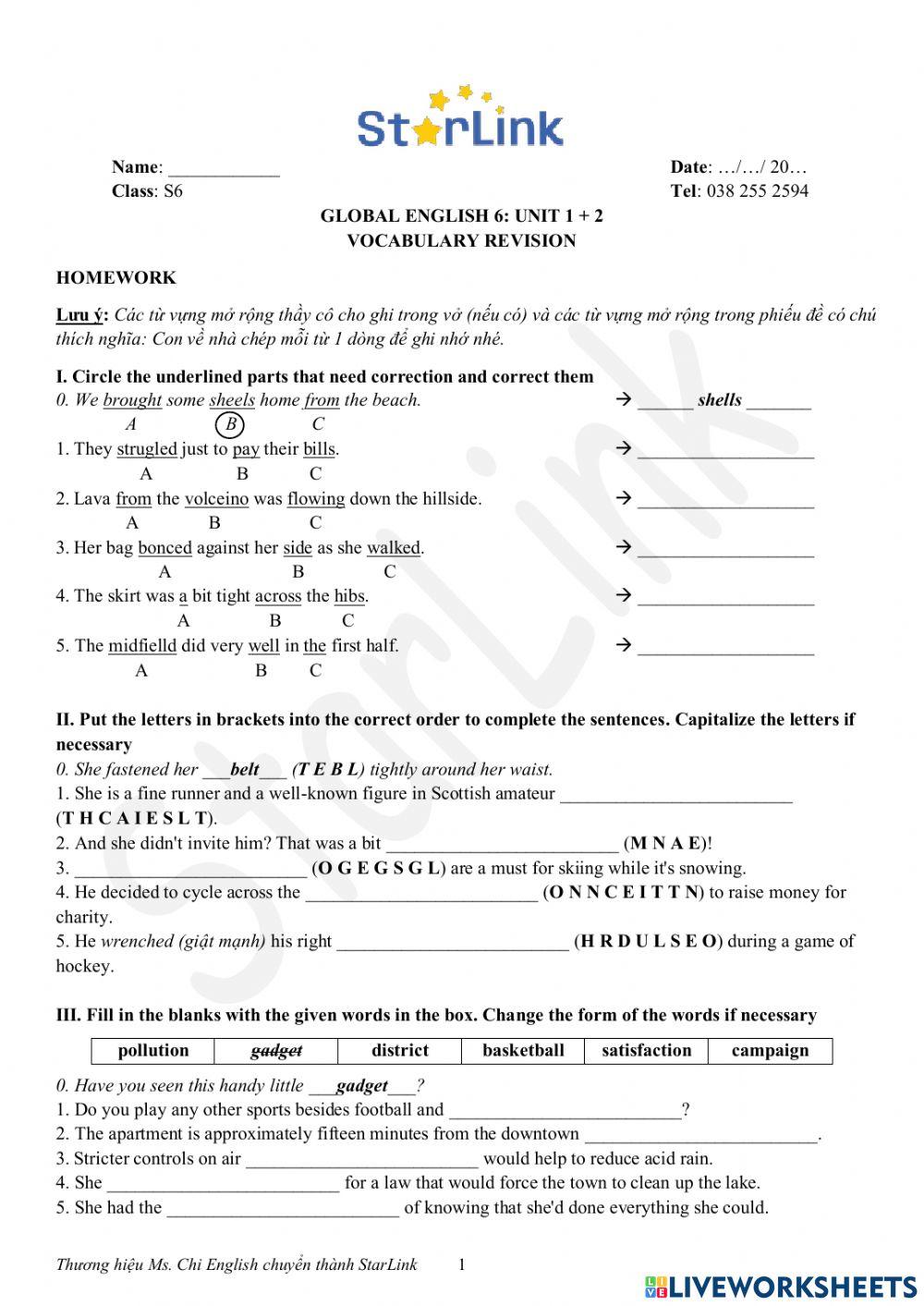 Foreign Teacher-S6-WEEK 16-U1&2-VOCAB REVISION