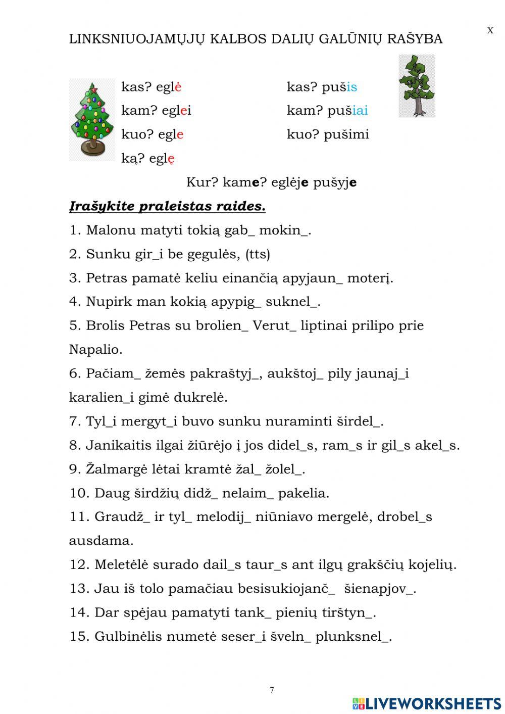 E ir IA rašyba galūnėje