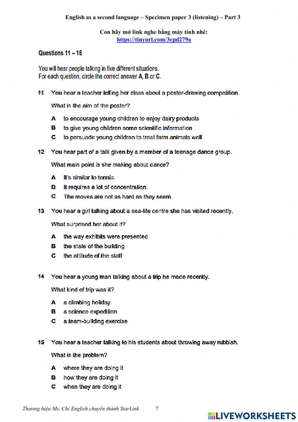 Foreign Teacher - S7 - Week 16 - PET REVISION