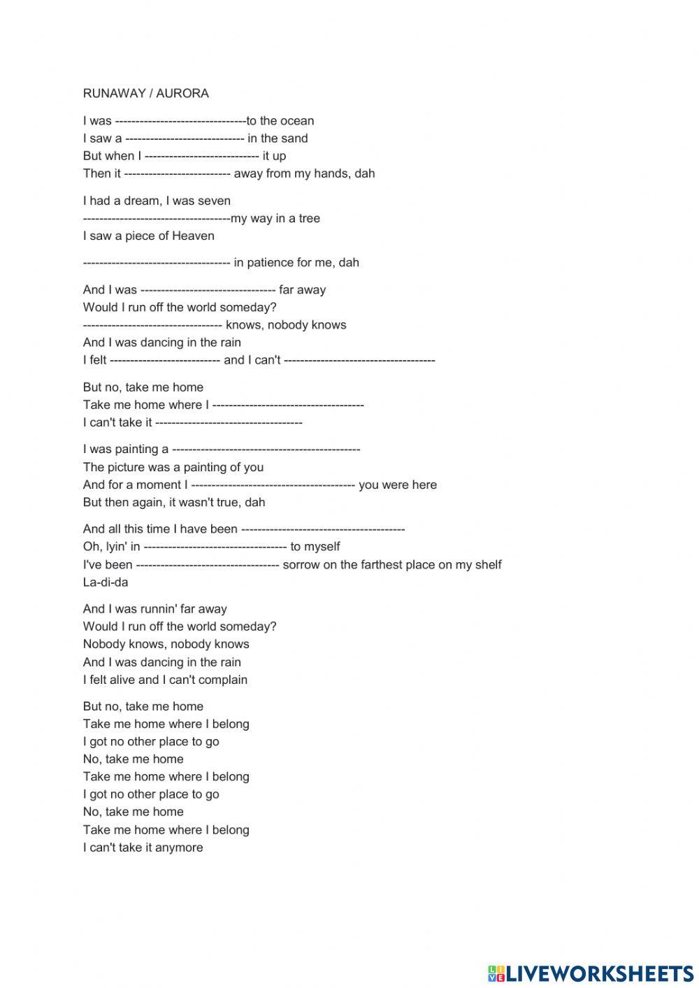 Runaway interactive worksheet | Live Worksheets