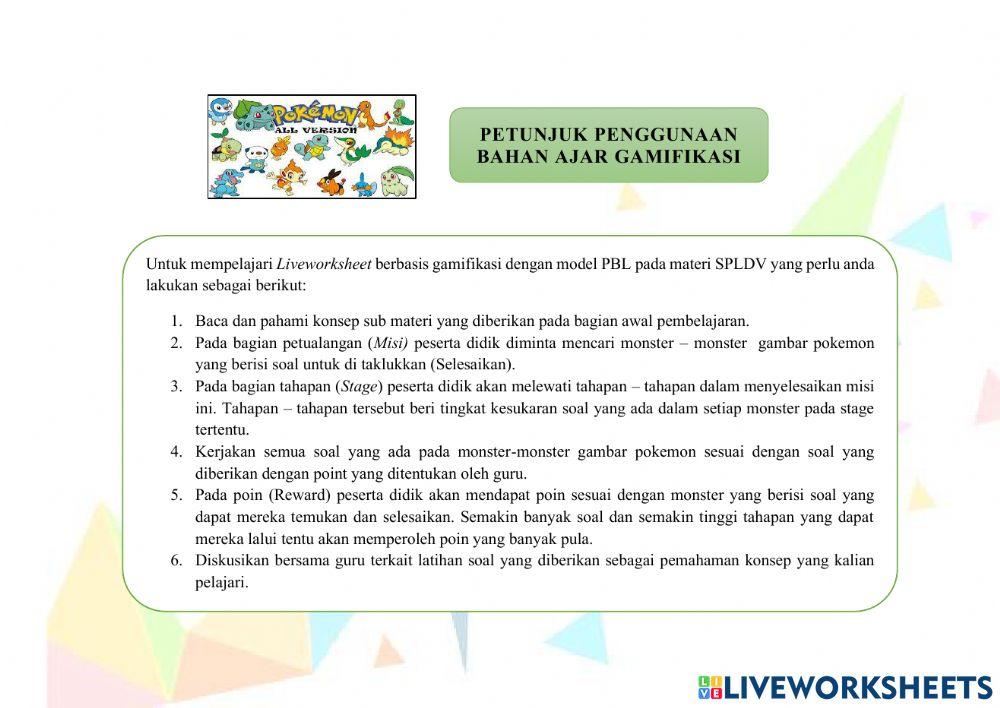 LKPD Gamifikasi Materi SPLDV Kelas 8 Pertemuan 5