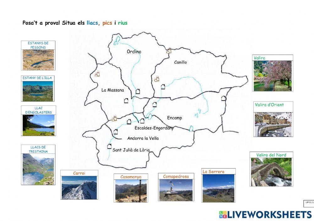 Relaciona amb fletxes els pics, llacs i rius