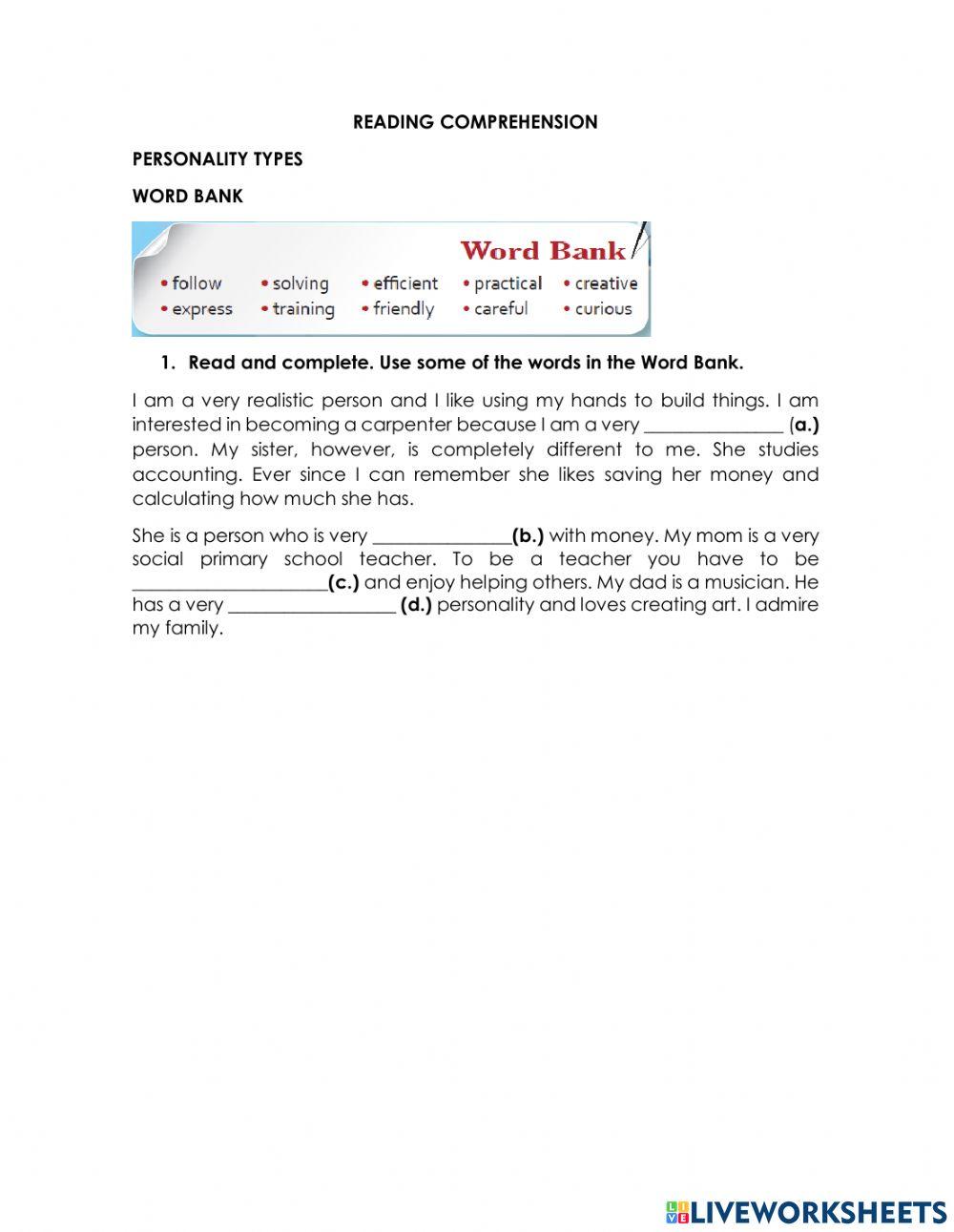 Profession personality types