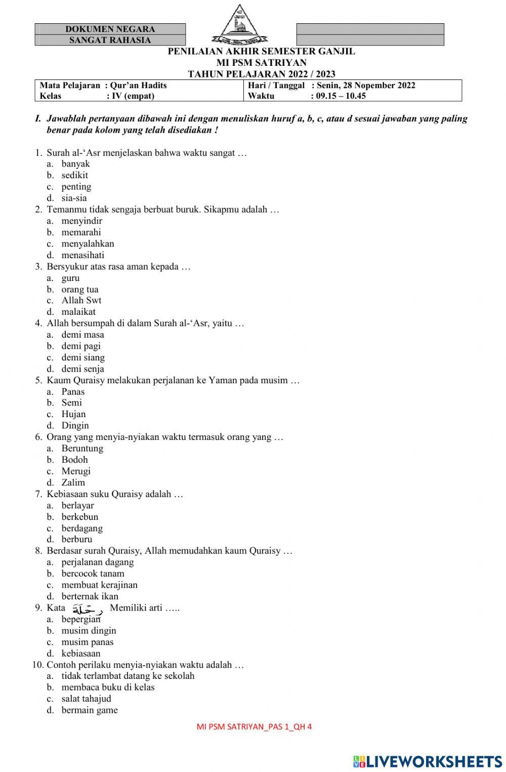 Qurdis gasal 4 22.23