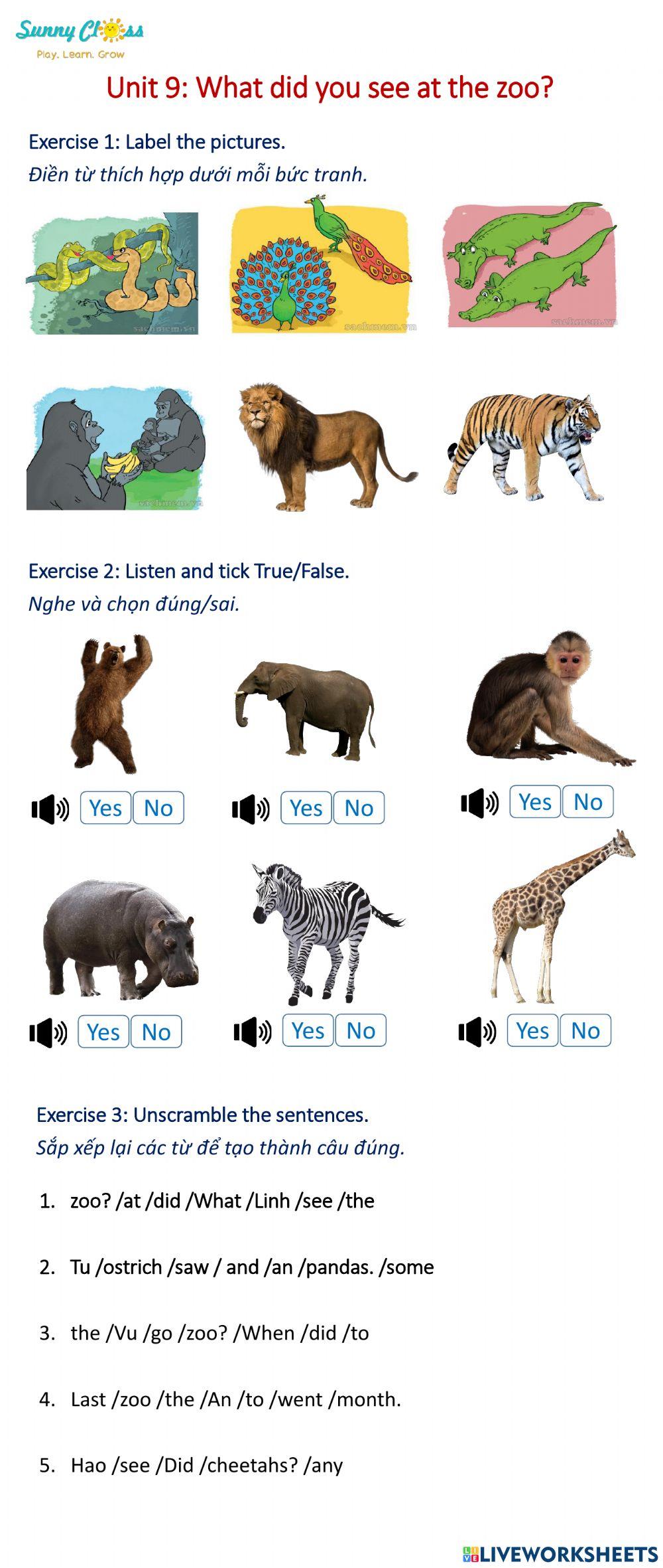 What did you see at the zoo?