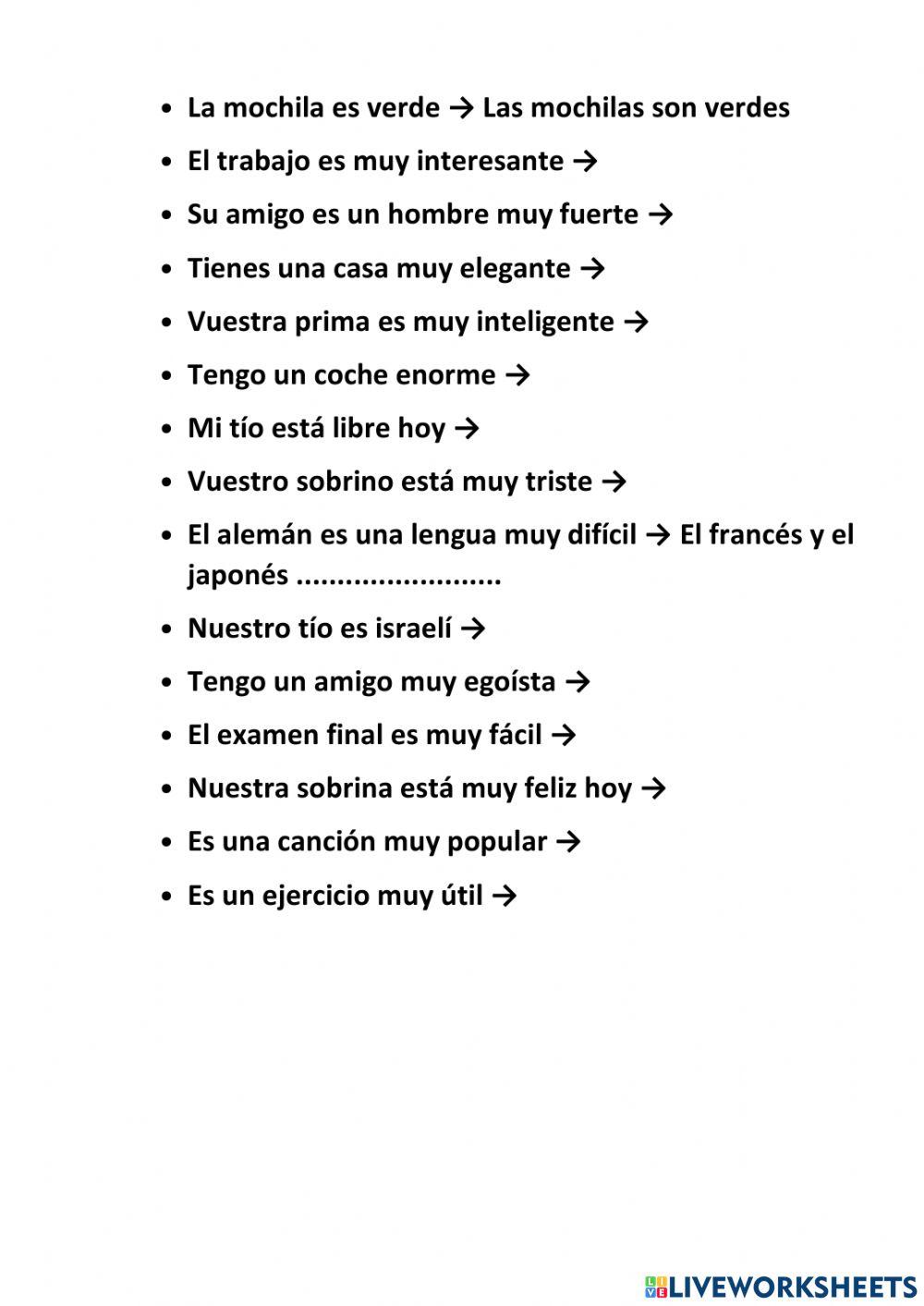 Adjetivos invariables - 2