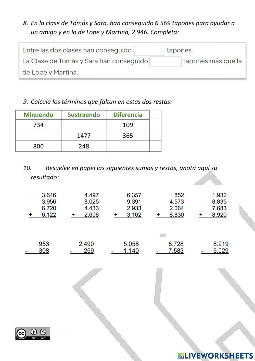 Repaso MATEMÁTICAS - 1er trimestre - Situación de aprendizaje 2