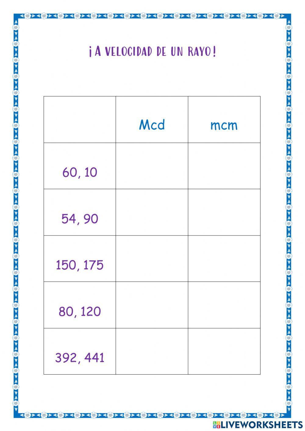 Mcd y mcm Mcd y mcm