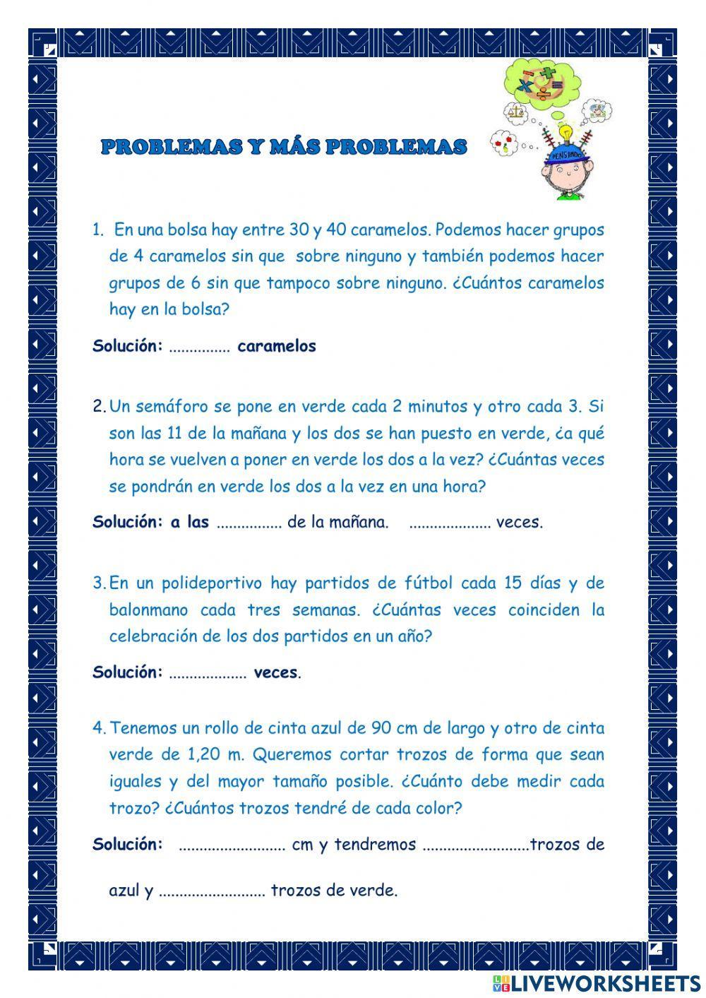 Problemas de múltiplos y divisores Problemas de múltiplos y divisores
