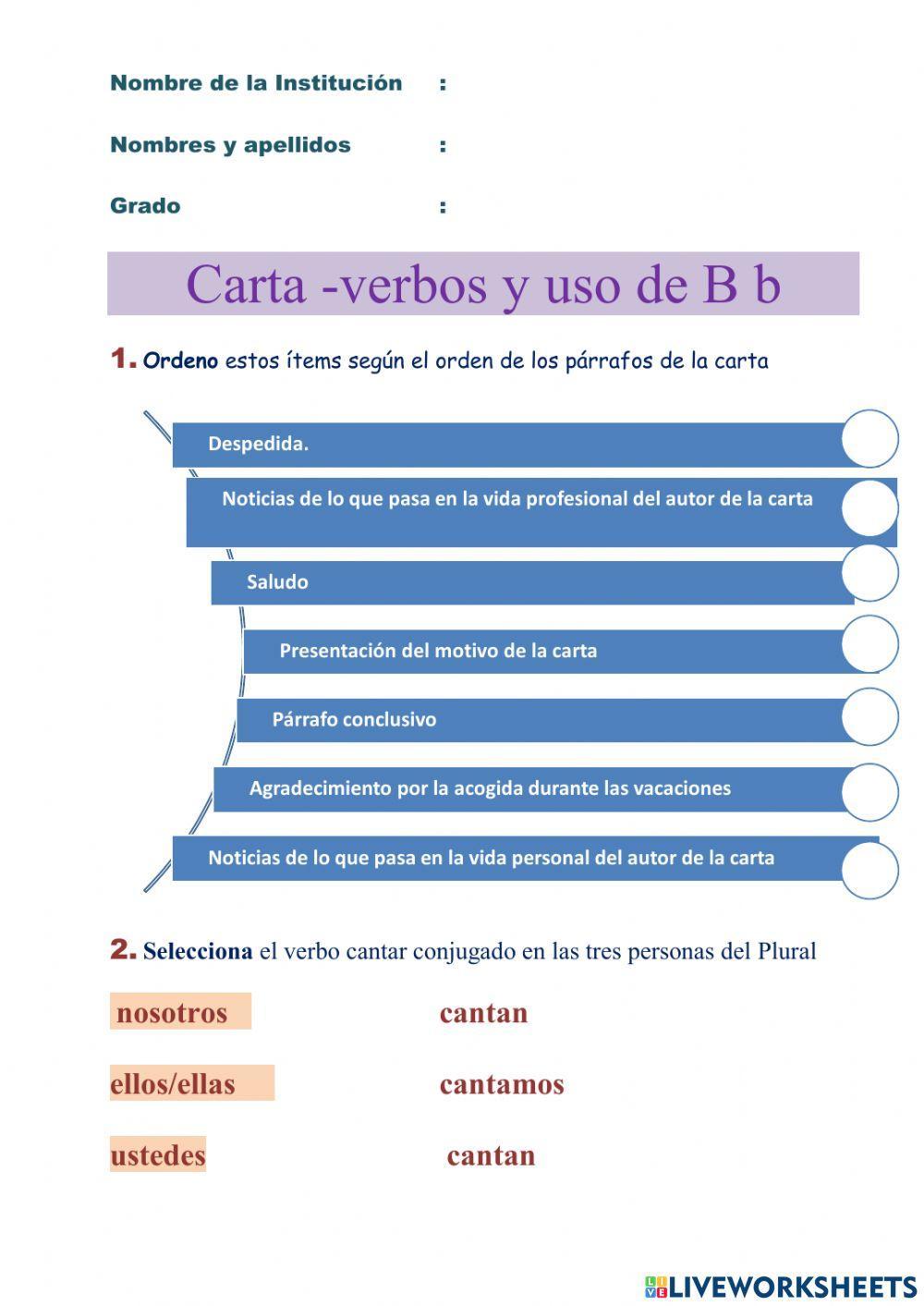 Carta, verbo y uso de Bb