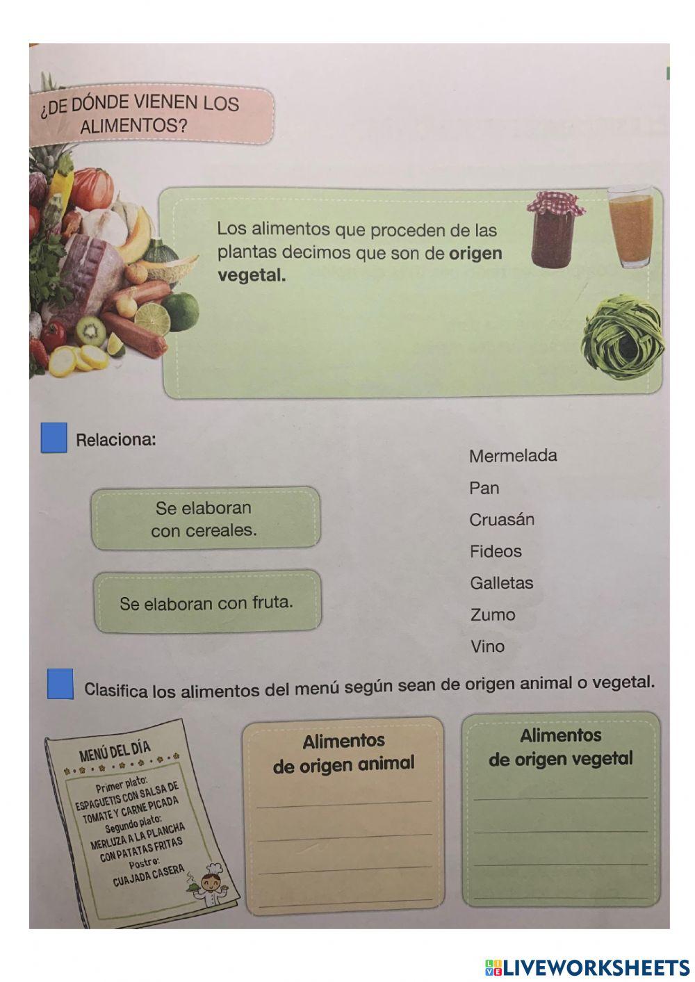 Alimentos según su origen