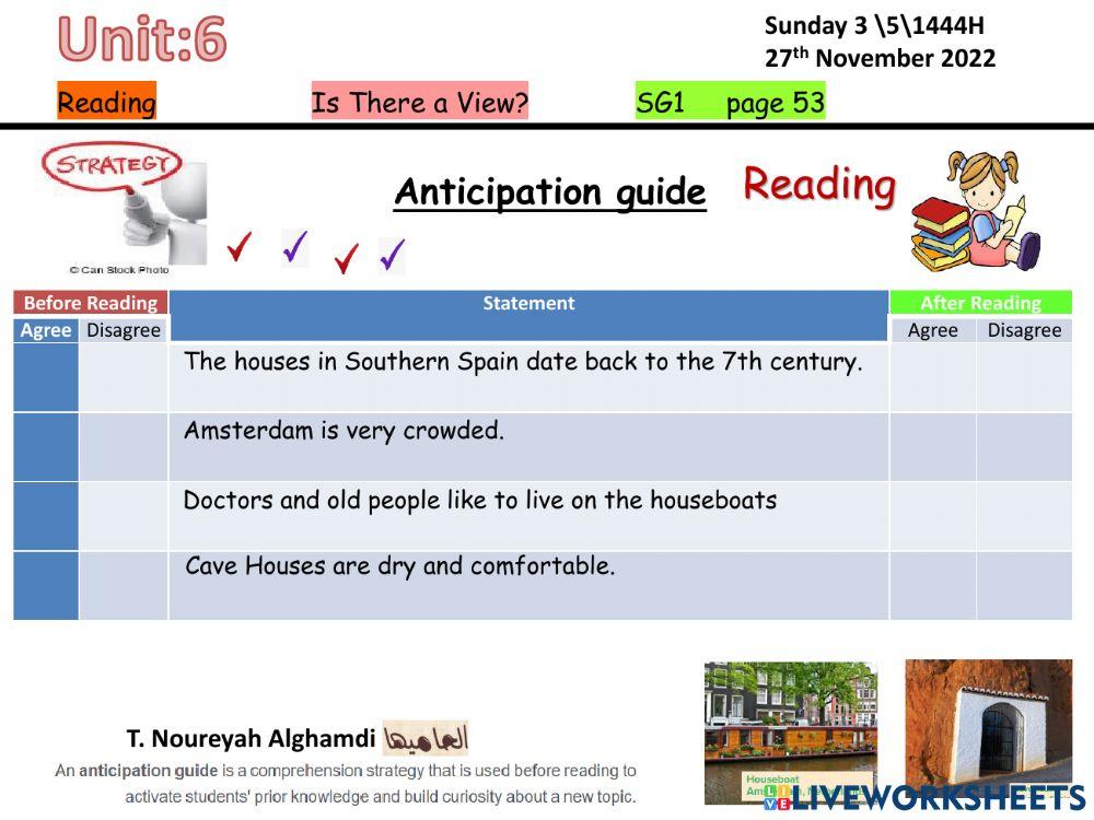 SG1 U6 Reading Houses anticipation p53 worksheet Live Worksheets