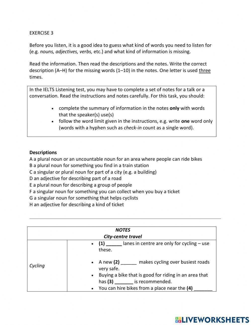 IE1, Unit 8, Listening, Exercise 3
