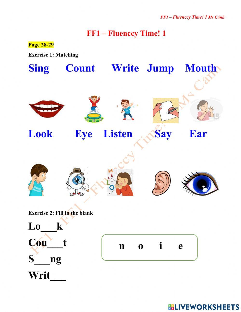 FF1 – Fluenccy Time! 1 P28-29 Ms Cảnh