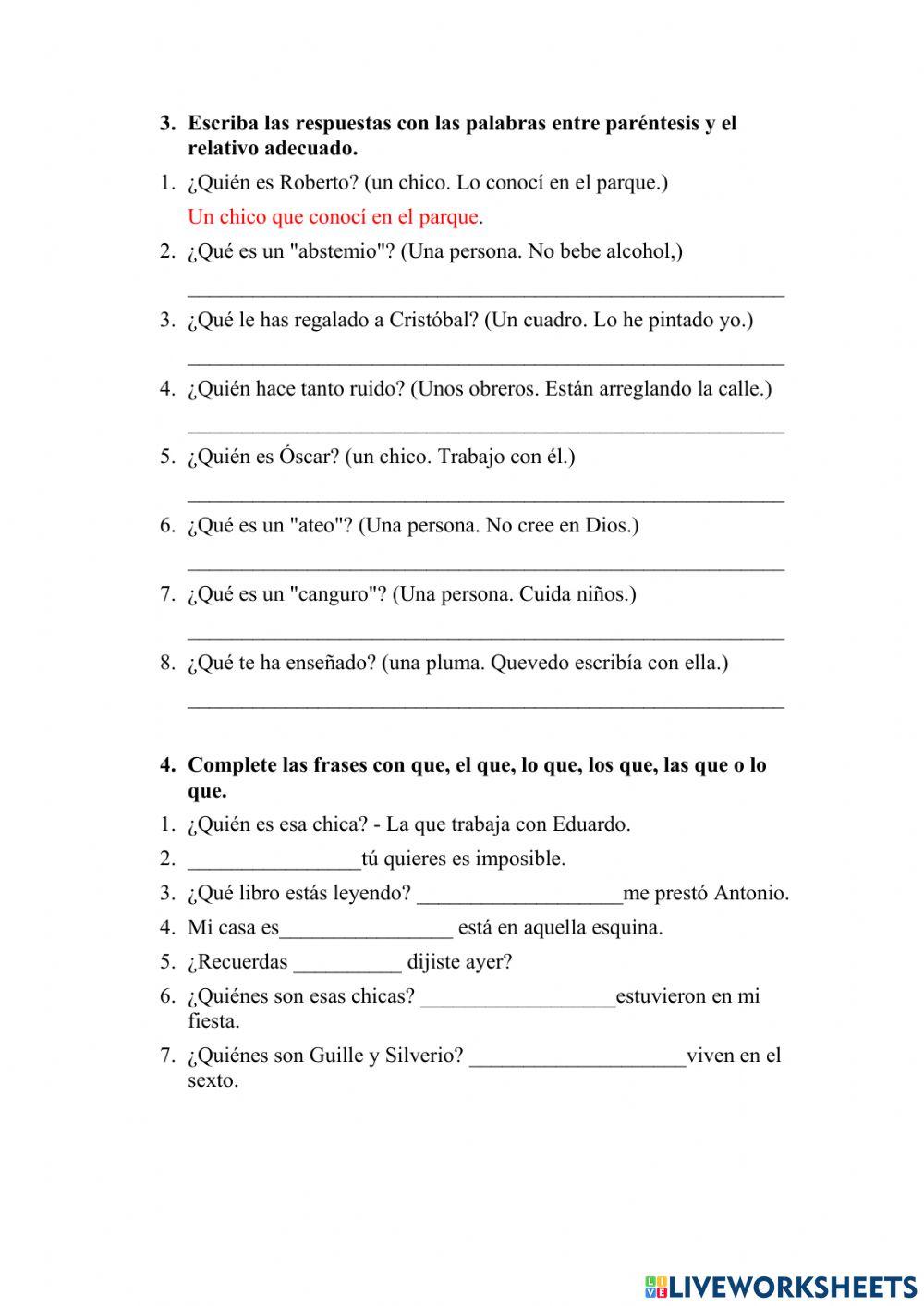 Oraciones de relativo