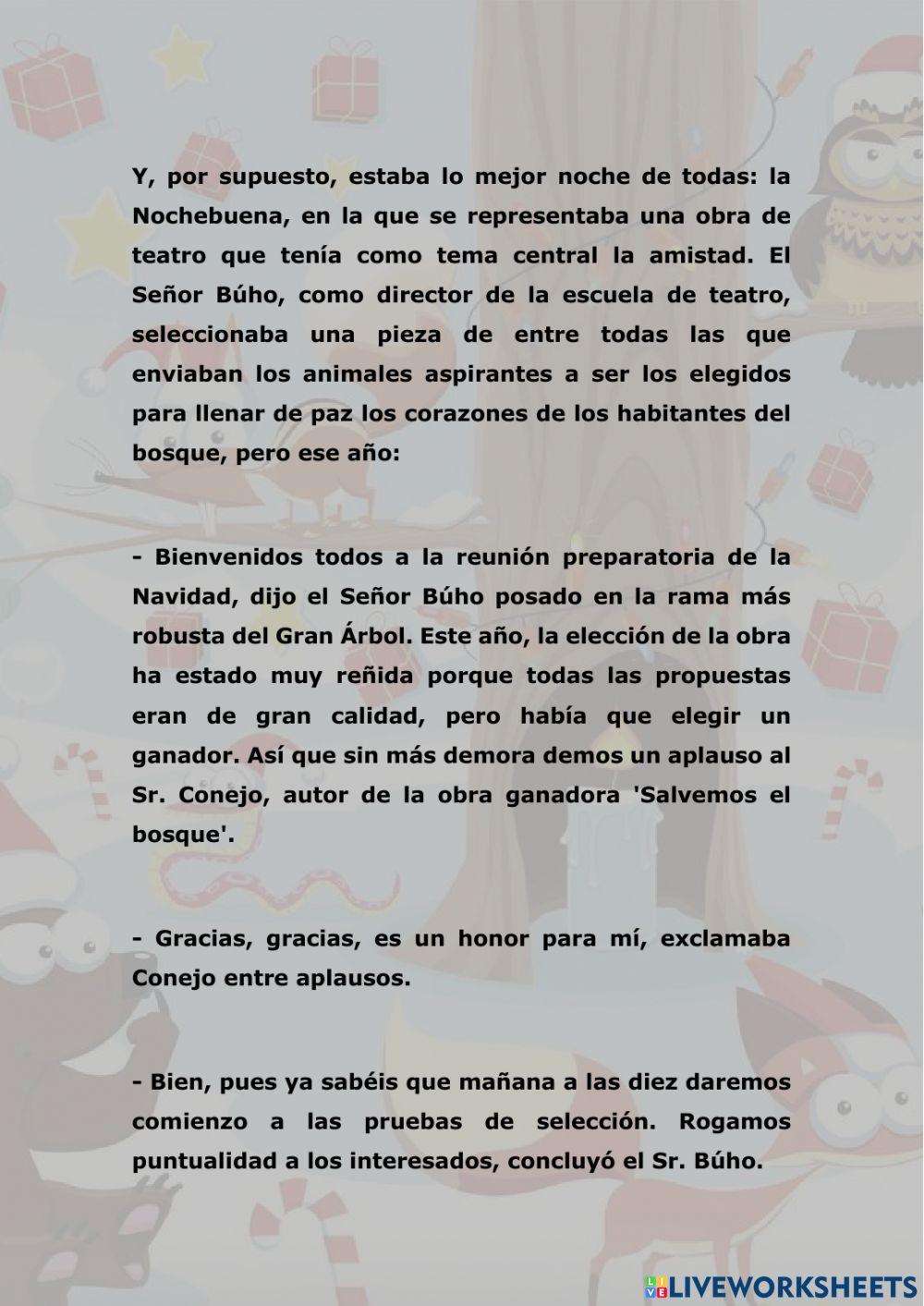 Una Navidad en el Bosque - Lectura Comprensiva