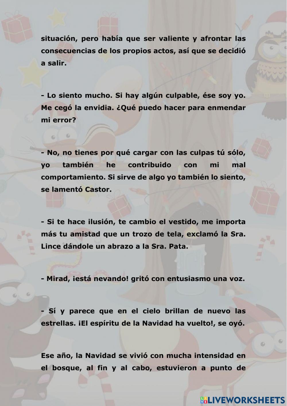 Una Navidad en el Bosque - Lectura Comprensiva