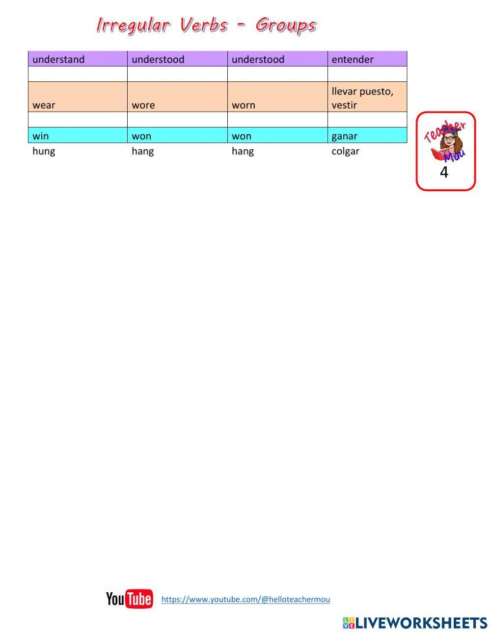 Verbos Irregulares en Inglés (Grupos)