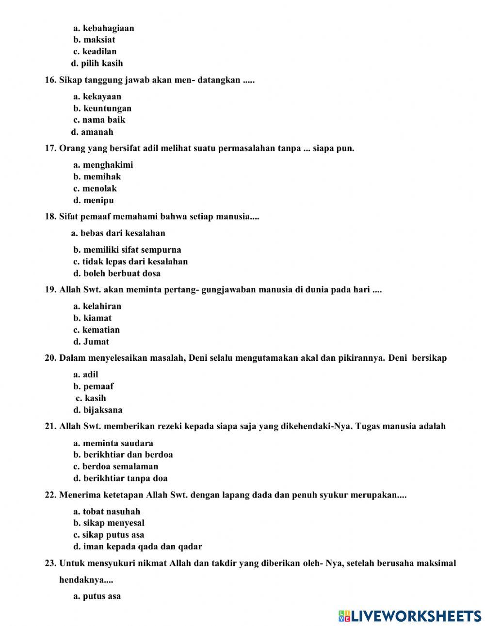 Pat 6 akidah nopember 2022