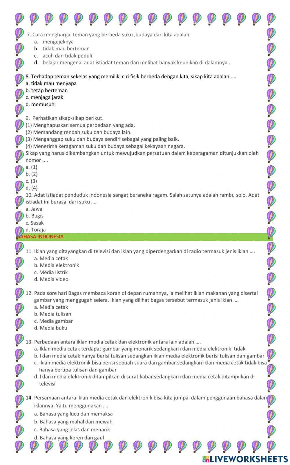 Penilaian akhir semester 1 tema 3