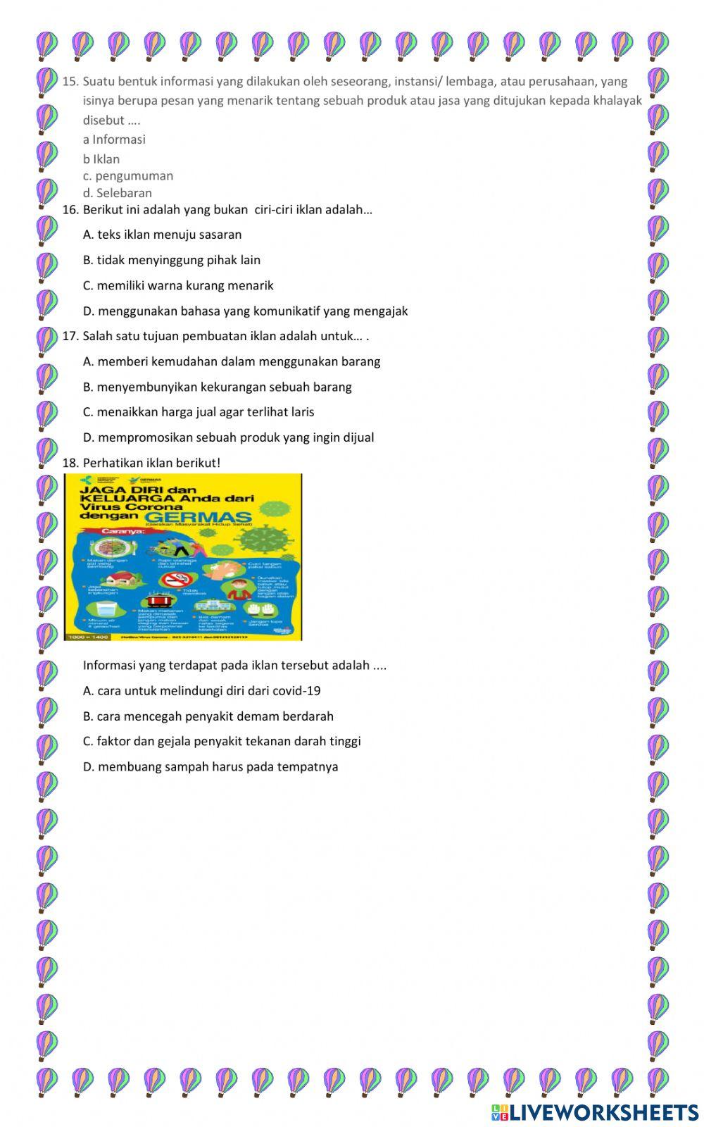 Penilaian akhir semester 1 tema 3