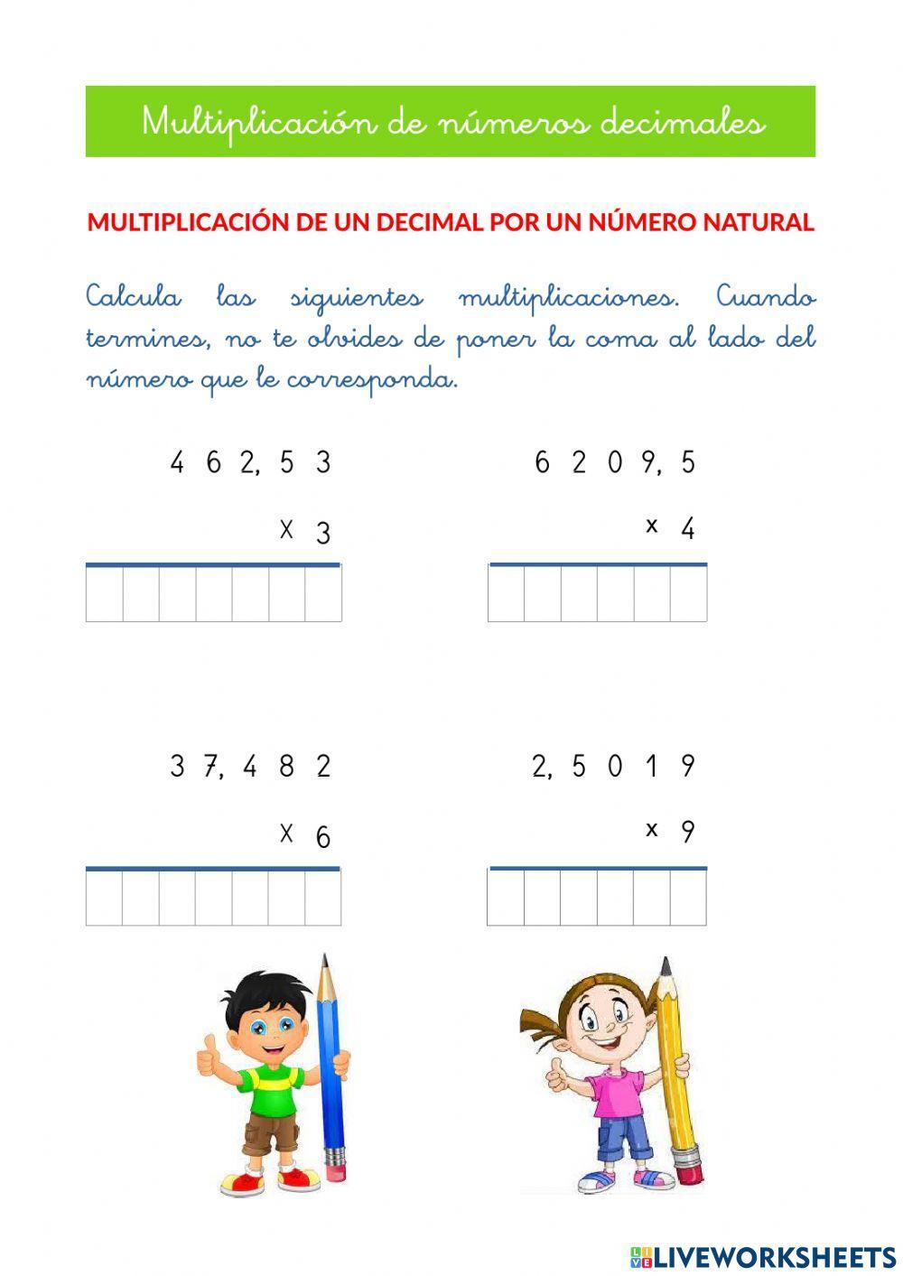 Multiplicación de números decimales