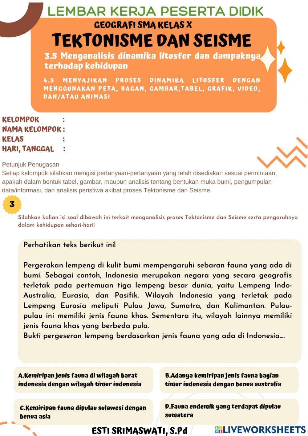 Lkpd geografi tektonisme dan seisme