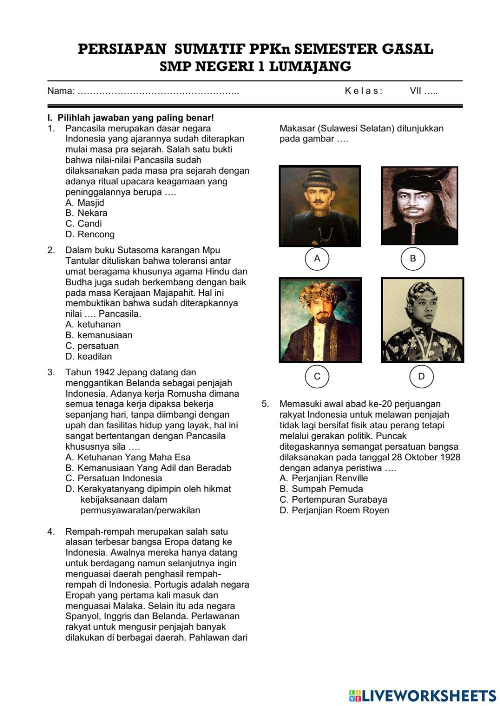 LATIHAN SOAL PPKn  SUMATIF AKHIR SEMESER GASAL 2022