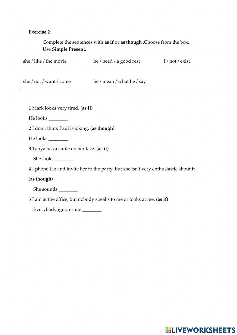 Like as if as though