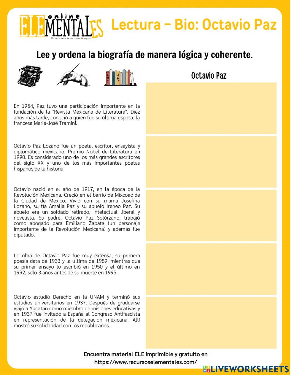 Preterito indefinido - Biografía Octavio Paz