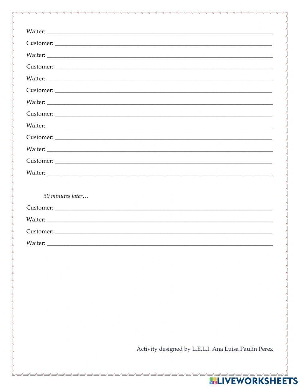 At the restaurant - Ordering exercise