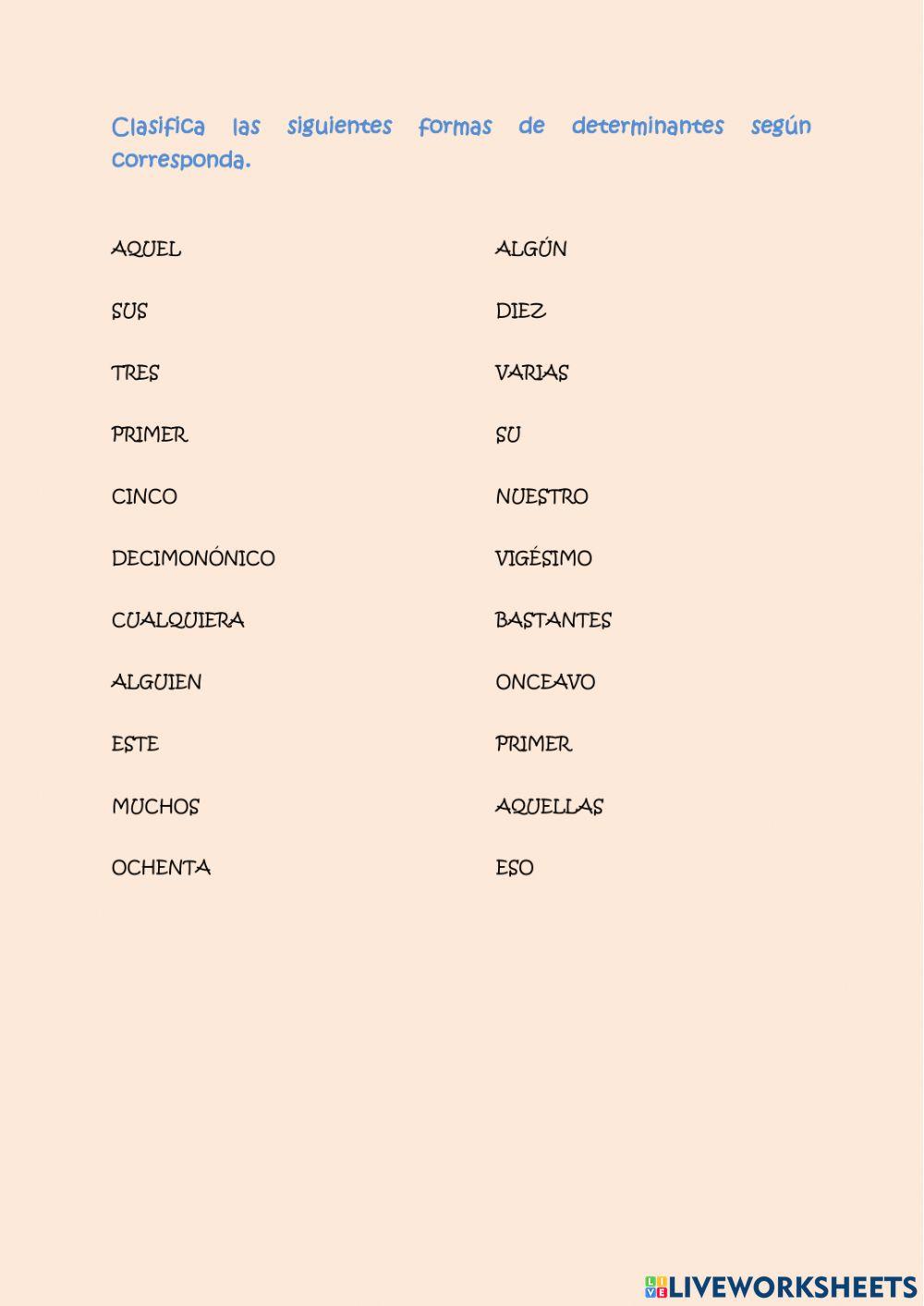 Tipos de determinantes