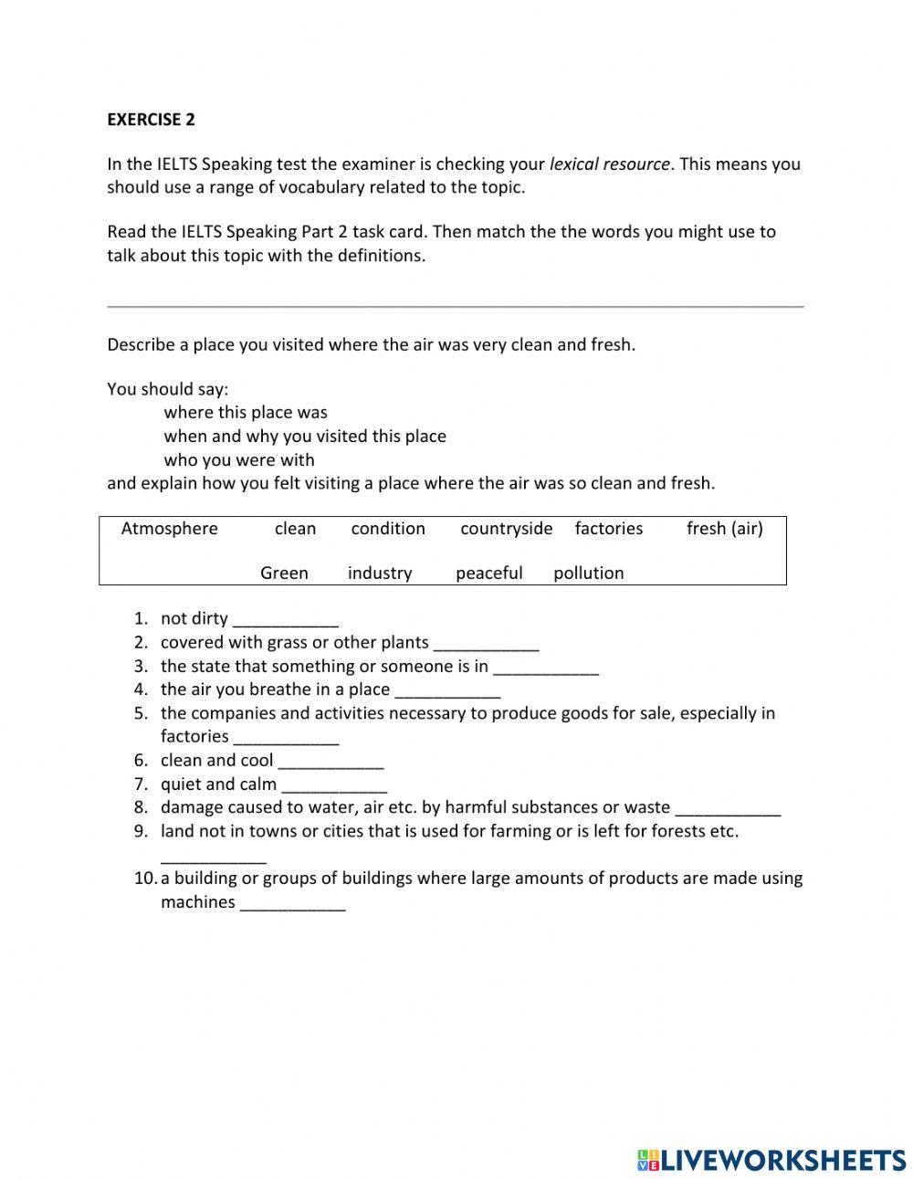 IE1, Unit 8, Speaking, Exercise 2