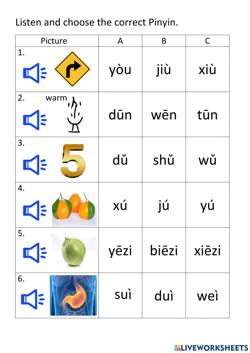 Pinyin-- Y and W