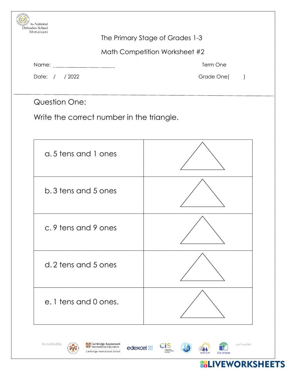 Math Competition 2 online exercise for | Live Worksheets