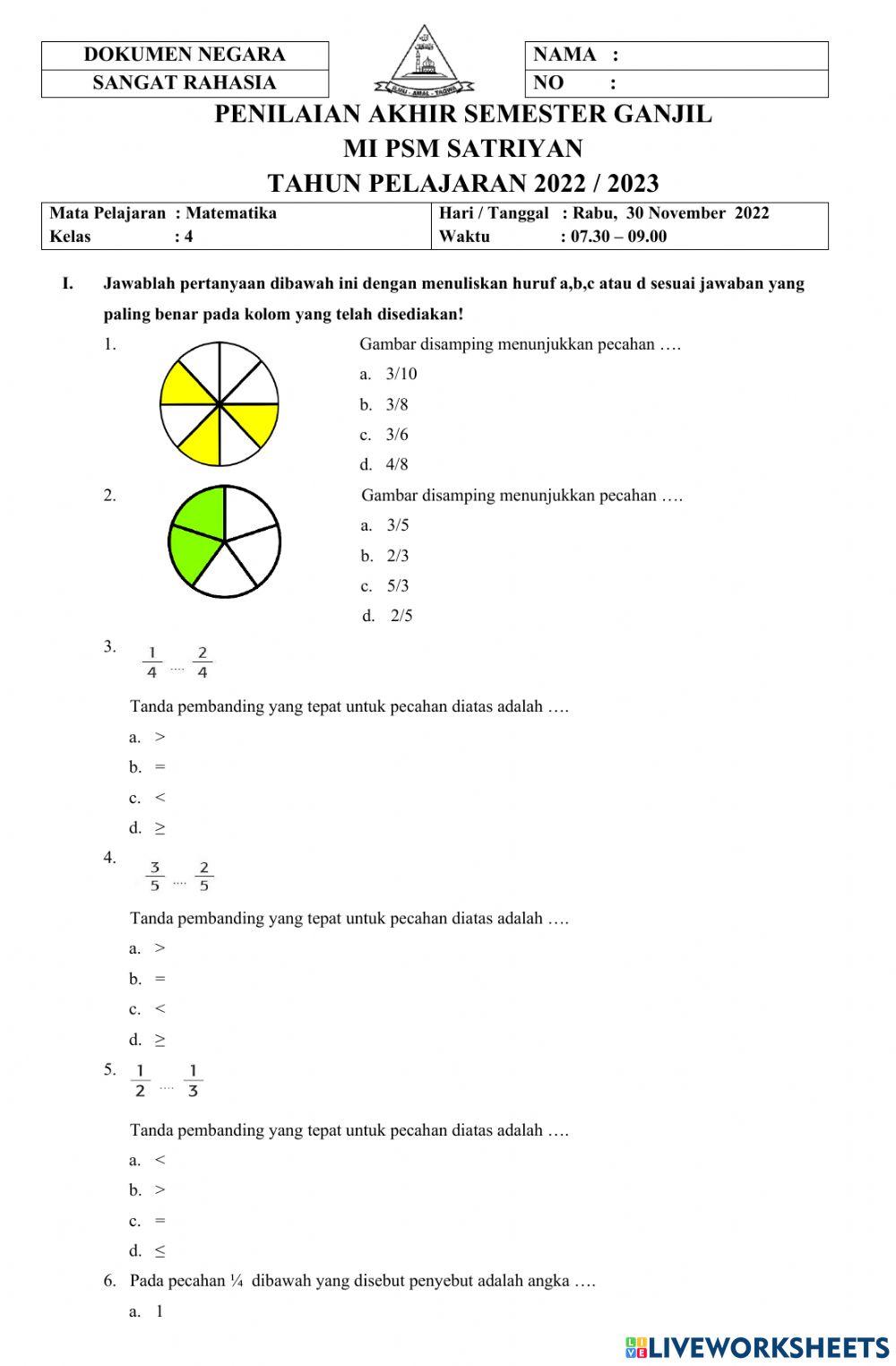 Soal PAS Ganjil MTK 2022-2023