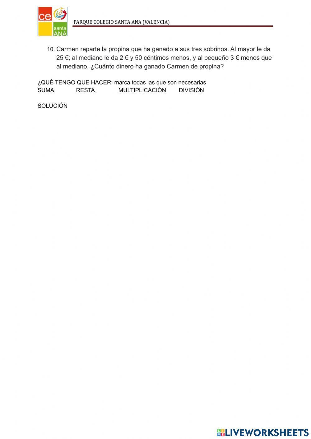 Ficha 8 resolución de problemas