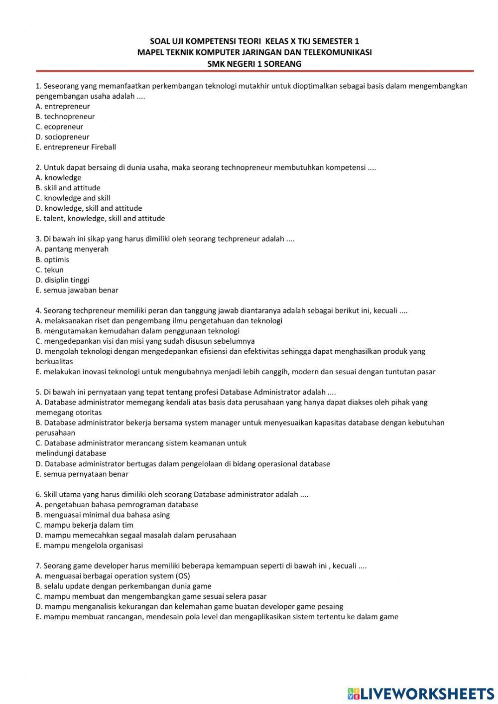 Uji Kompetensi DTJKT