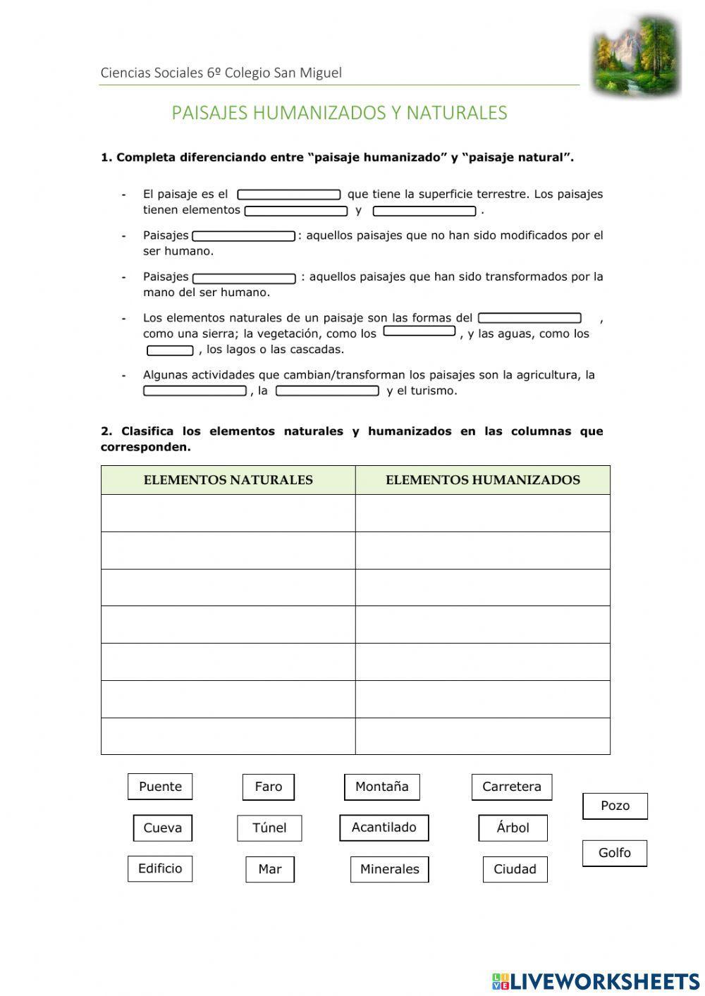 Paisajes naturales y humanizados