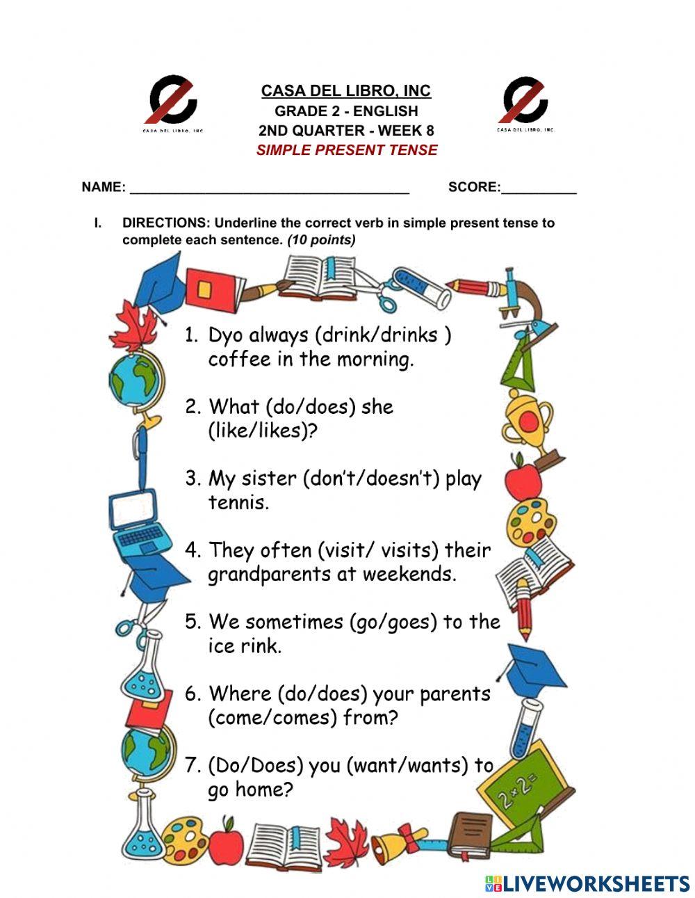 Simple Present tense Simple Present tense