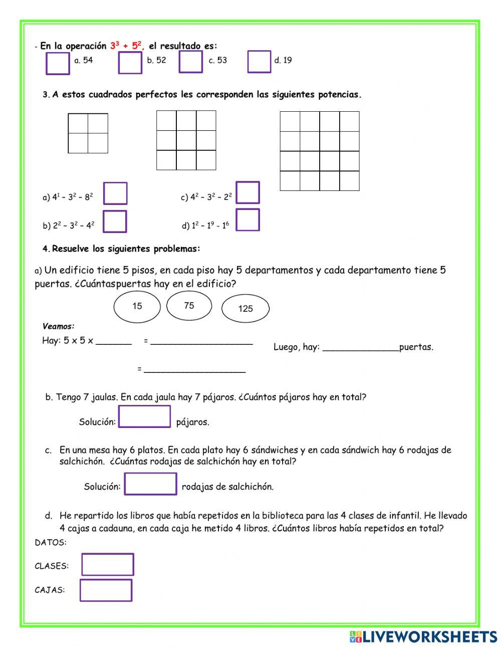 Problemas con potencias