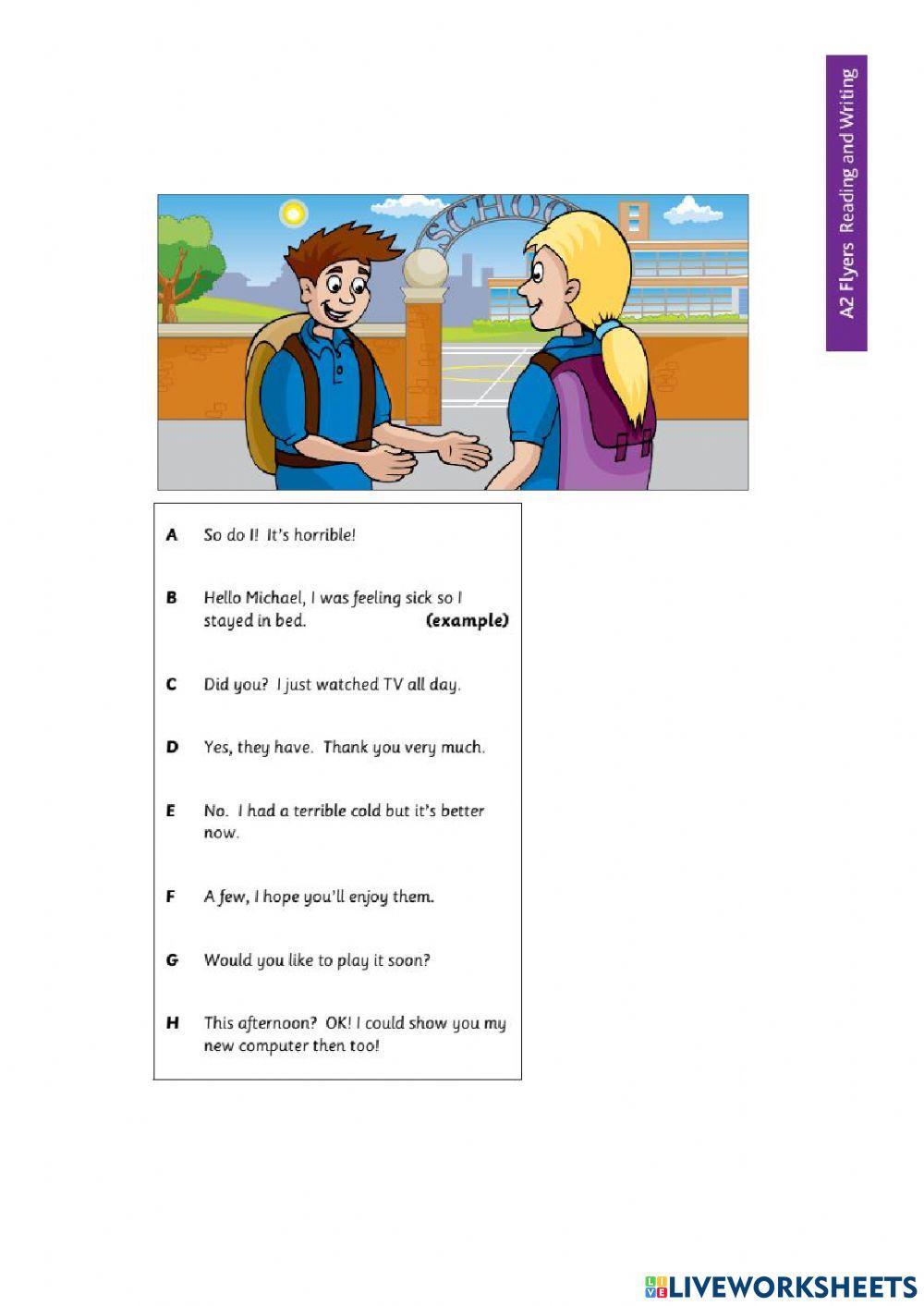 Flyers a2 reading and writing